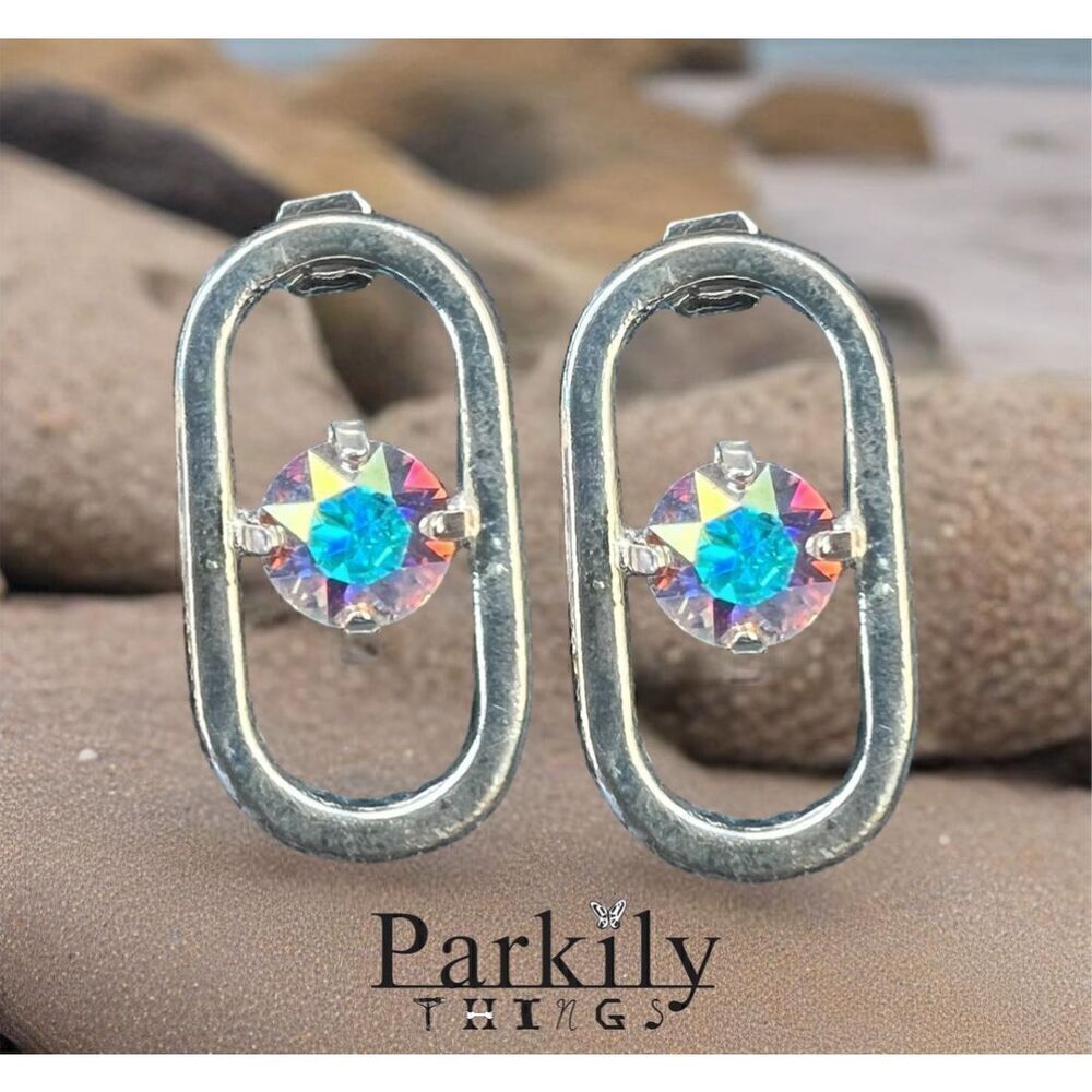 Handcrafted earrings with AB Swarovski crystal